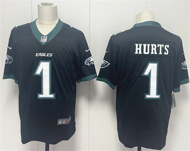 Men's Philadelphia Eagles  #1 Jalen Hurts Black 2024 New Vapor Untouchable Limited Stitched Football Jersey